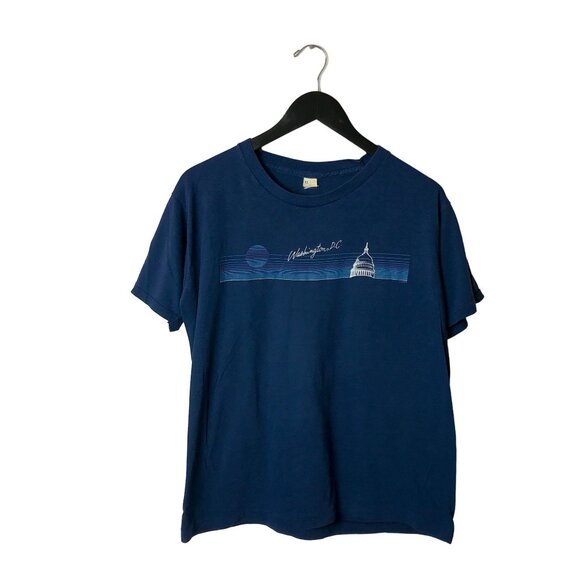 Vintage Screen Stars Blue Graphic Tee Medium USA Made Washington D.C. Shirt - Picture 1 of 15